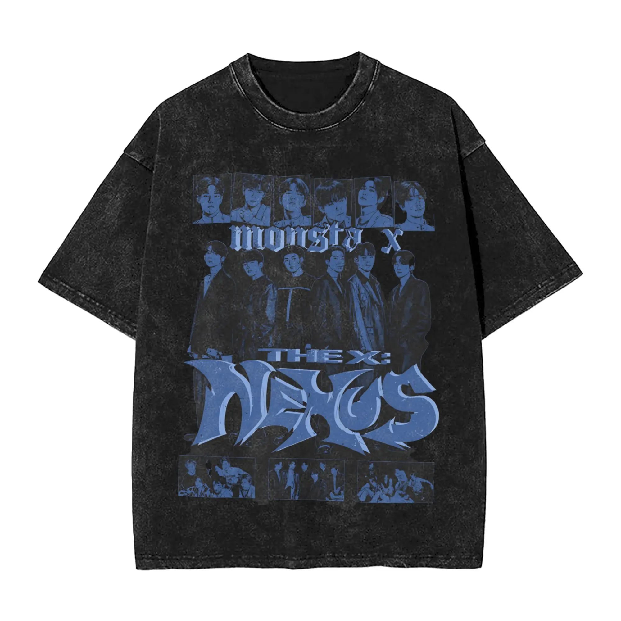 Monsta X the X Nexus North America World Tour T Shirts Hip Hop Washed Cotton Oversize T-Shirt  Novelty for Men Women Streetwear