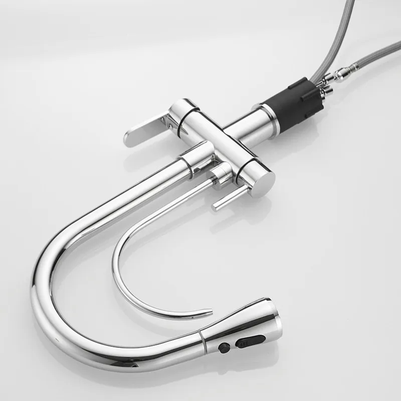 Handfree Touch on Filter Kitchen Faucets with Pull Down Hot Cold Kitchen Sink Mixer Tap Chrome Gold Sensor Touch Kitchen Faucet