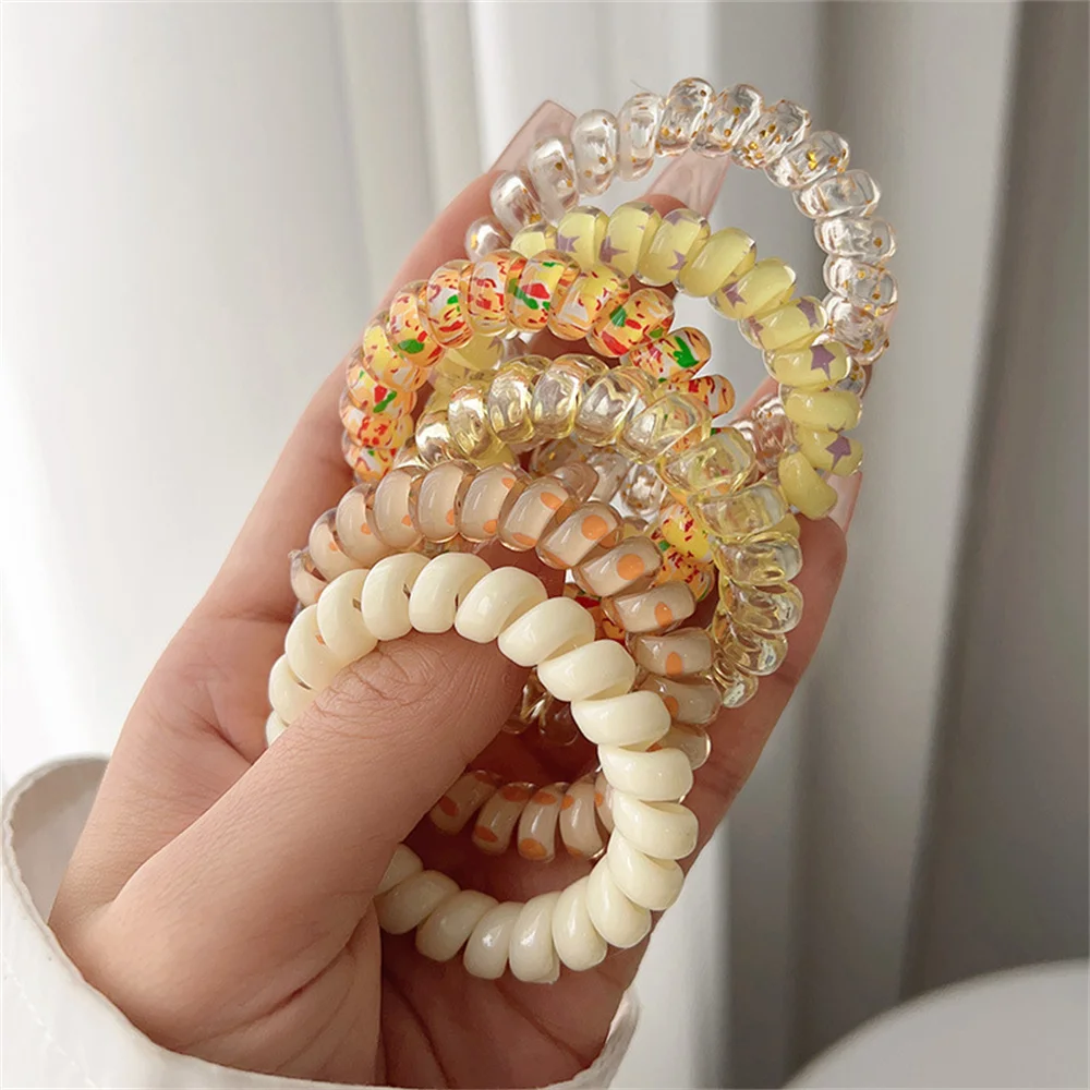 6 stücke süße süße bunte Spiral Haar gummis Harz Gelee Spule Haar ringe elastische Frauen Mädchen Pferdes chwanz Halter Haar Zubehör – Detail 3