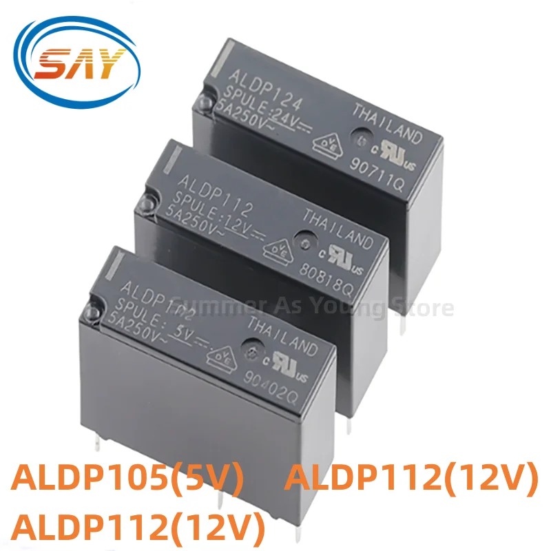 5pcs/lot New Original relay ALDP105 ALDP112 ALDP124 5A 250V 4PIN 5V 12V 24V Power Relays Replaceable G5NB-1A-E HF46F-024-HS1