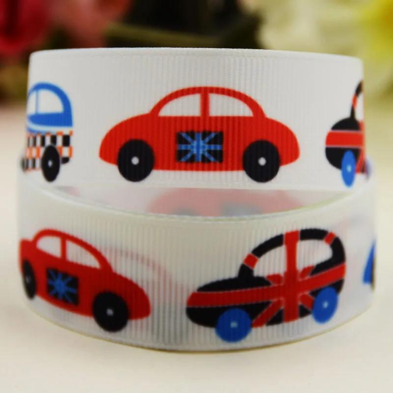 22mm 25mm 38mm 75mm Car cartoon printed Grosgrain Ribbon party decoration 10 Yards satin ribbons