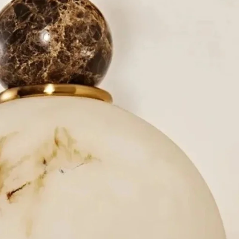 French Style Light Luxury Faux Marble Wall Lamp Antique Vintage Sconces Living Room Study Bedside Home Interior Lighting Fixture