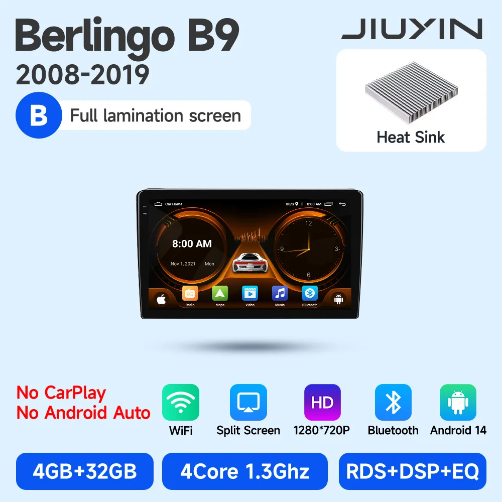 JIUYIN Voor Citroen Berlingo B9 Peugeot Partner 2008-2019 Auto Radio Multimedia Navigatie 2din Android Autoradio CarPlay Stereo