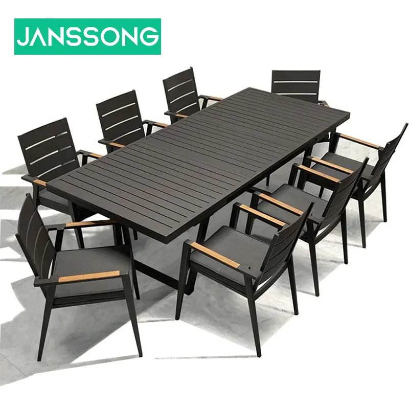 

Garden Furniture Outdoor Dining Table and Chairs Table and Chair Set Patio Aluminum Frame Wooden Hotel High-end Cafe Restaurant