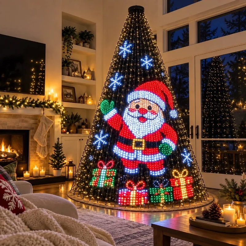 Smart Christmas Tree Pixel String Lights, DIY Programmable RGB LED Fairy Light, APP Control Custom Pattern Holiday Decor Lamp