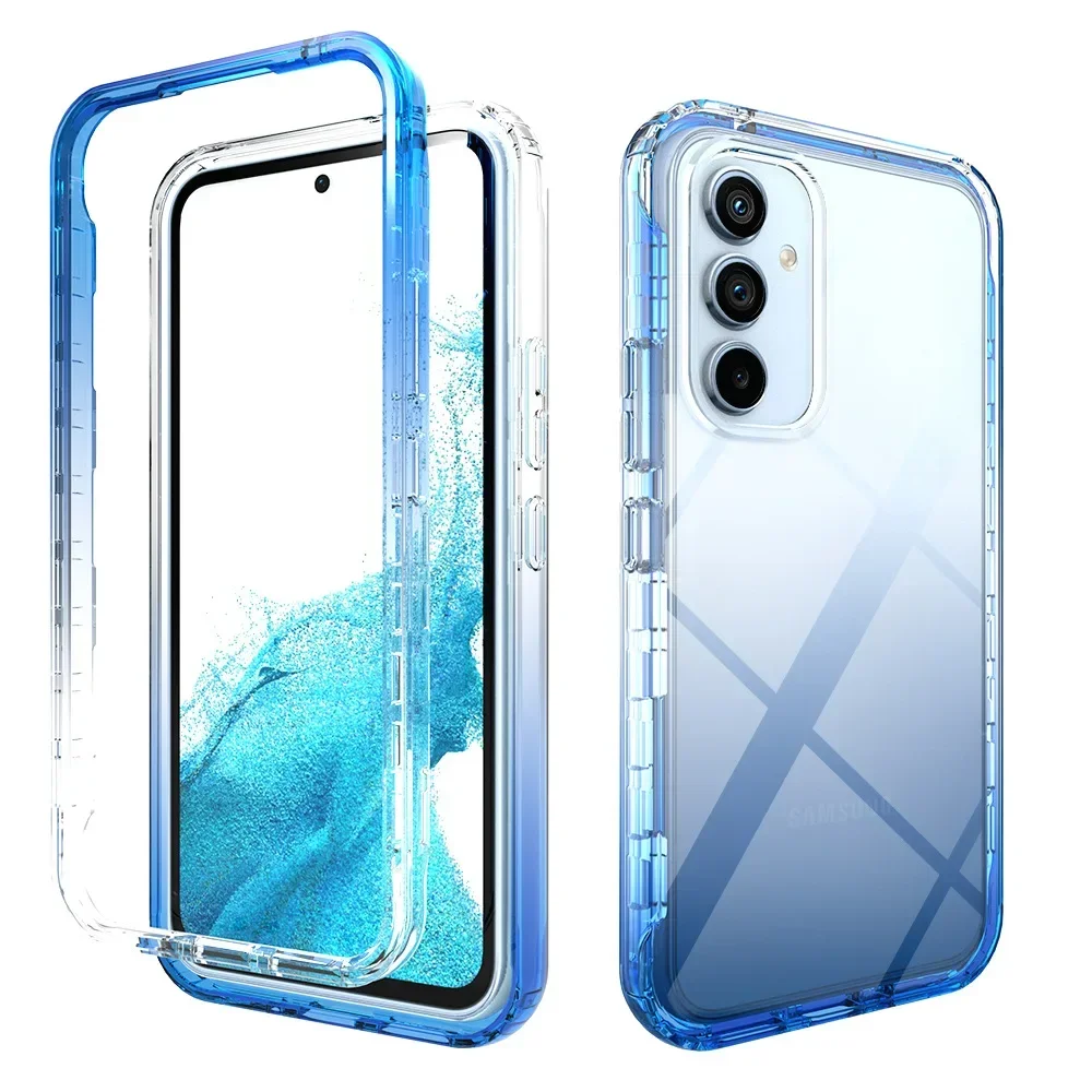 Thick Candy Color Transparent Case for Samsung Galaxy A14 A34 5G / A54 5G / A04 A02 Hybrid Shockproof Shell Dual Layer Cover