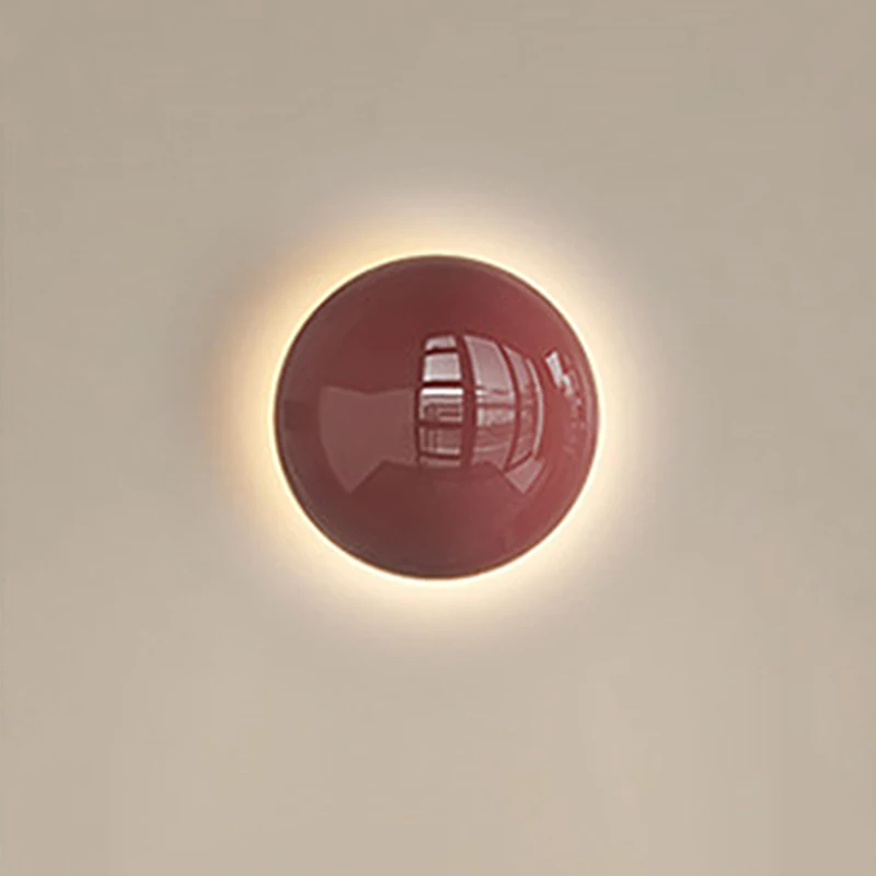 

Modern Minimalist Cream Style Semi-Circular Home Sconce Lighting Iron Art Retro Red And White Bedroom Headboard Led Wall Lamp