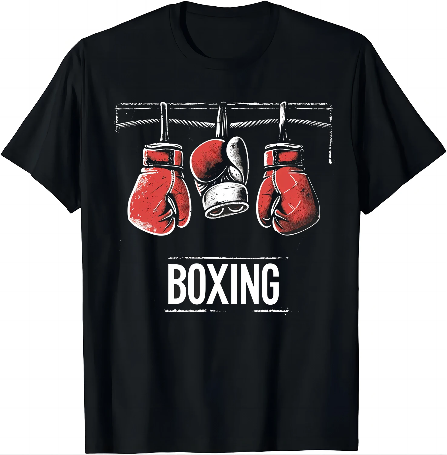 Authentic Boxing Tee - Red Gloves in Action Style T Shirt Graphic T Shirts Men Clothing Tops Streetwear Camiseta Hombre