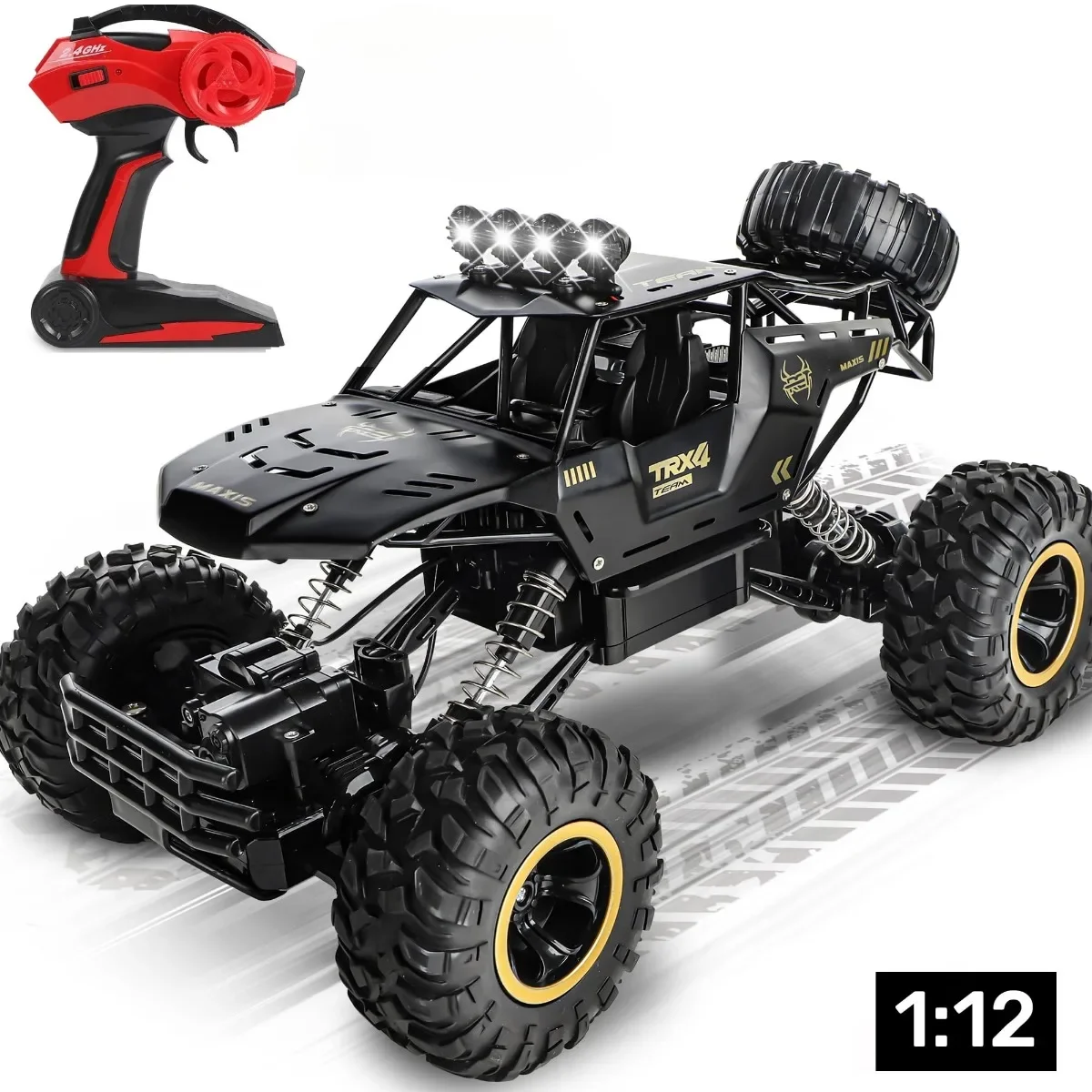 1:12 37cm Large Size 4WD RC Cars Metal Alloy Body Remote Control Off-Road 4x4 Truck 2.4G Radio Electric Toys for Kids Adults