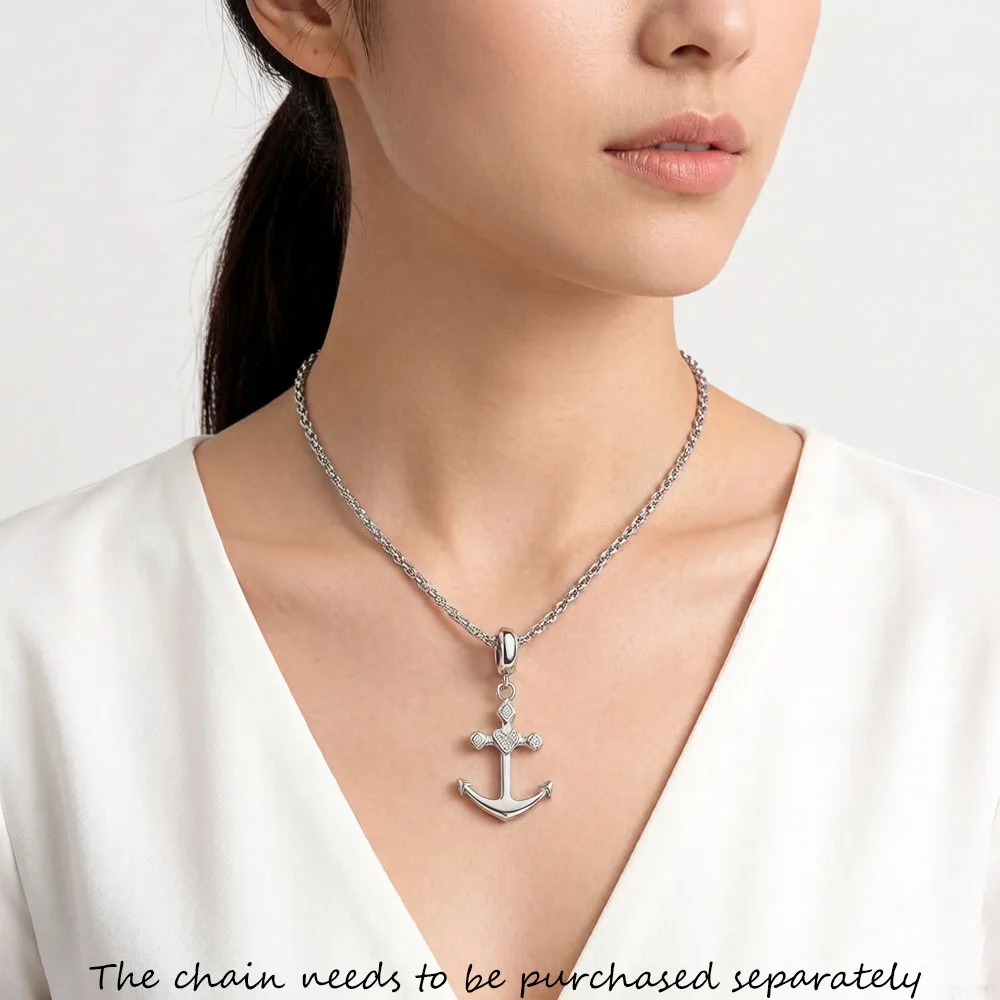 Love Anchor Charm Pendant Women Men Winter Pure 925 Sterling Silver Fashion Jewelry Accessories Party Gift