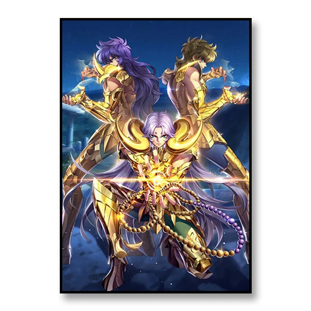 Japanisches Anime Zodiac Warriors rahmenloses Leinwand-Wandkunst-Poster für Wohnzimmer, Schlafzimmer, Heimdekoration, Geschenk