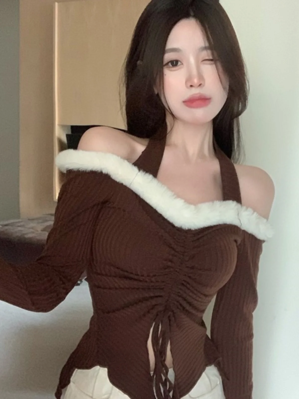 

Свитера Джемперы Пуловеры Женские трикотажные изделия с длинными рукавами Японский Y2K Иллюзия из двух частей BF Lady OL Работа Профессиональная кисточка