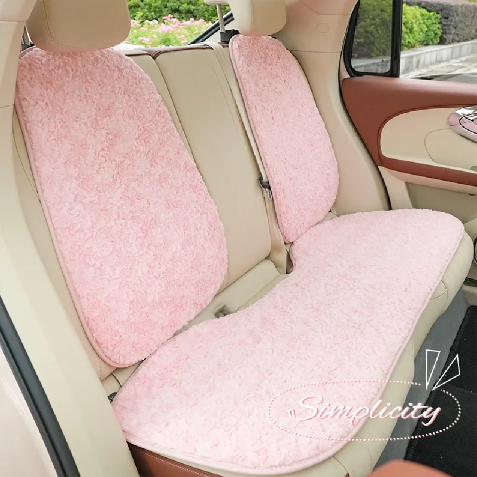 

Autumn and winter plush car cushion simple fashion rose plush pink car cushion warm soft comfortable seat cushion universal