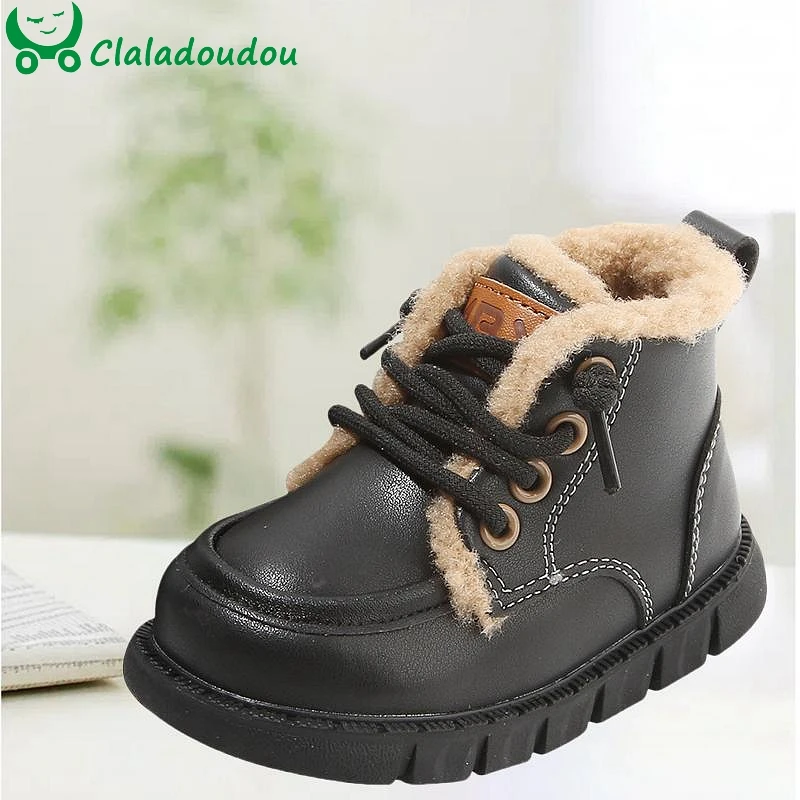 Hochwertige Kinder-Jungen-Schneestiefel, einfarbig, schwarz, braun, für Babys, Mädchen, Winter-Freizeitschuhe, weiche Sohle, für Kleinkinder, Damen-Wanderer mit Samt