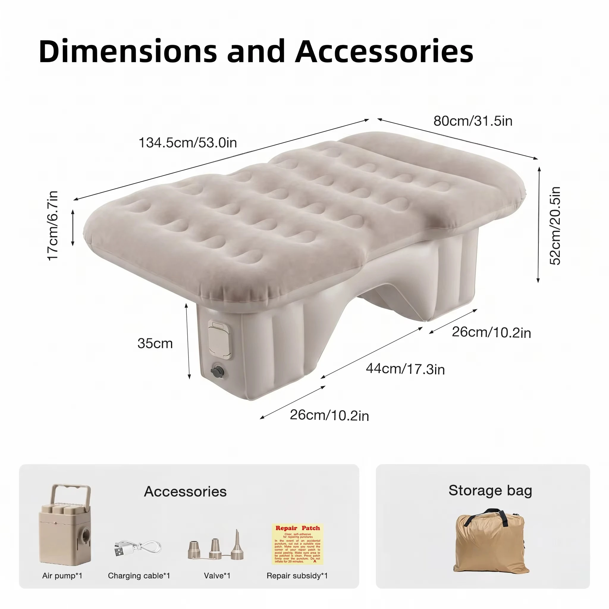 Rear Seat Inflatable Mattress, Inflatable Car Mattress, Self Inflatable, Modern Design, Flocking PVC Camping Travel