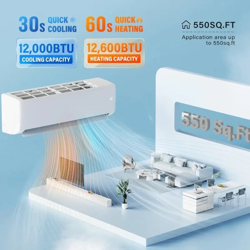 12000 BTU Wifi Enabled Mini Split Air Conditioner & Heater with Inverter, 21 SEER2 Energy Saving 230V Ductless