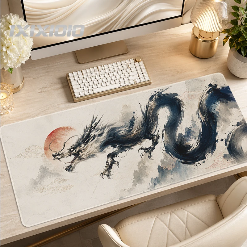 Mouse Pad Red Sun Ink Dragon Gaming XL Large Home Computer Custom Mousepad XXL Playmat Soft Office Non-Slip Laptop Mice Pad