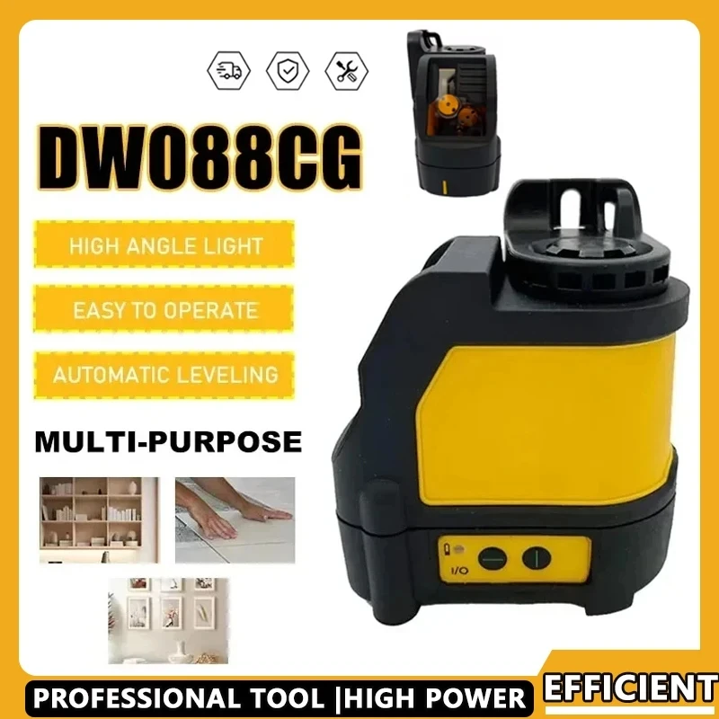

Лазерный уровень DW088CG, 2 линии, высокоточный, с зеленым лучом, автоматическое выравнивание, перезаряжаемый, портативный инструмент