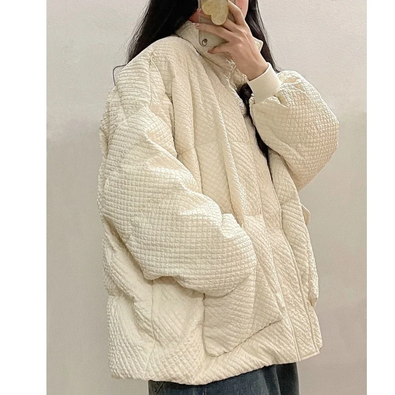 

Hong Kong Style Thickened Warm Bread Coat Stand Collar Cotton Jacket Men Women Winter Korean Version Ins Cotton Padded Jacket