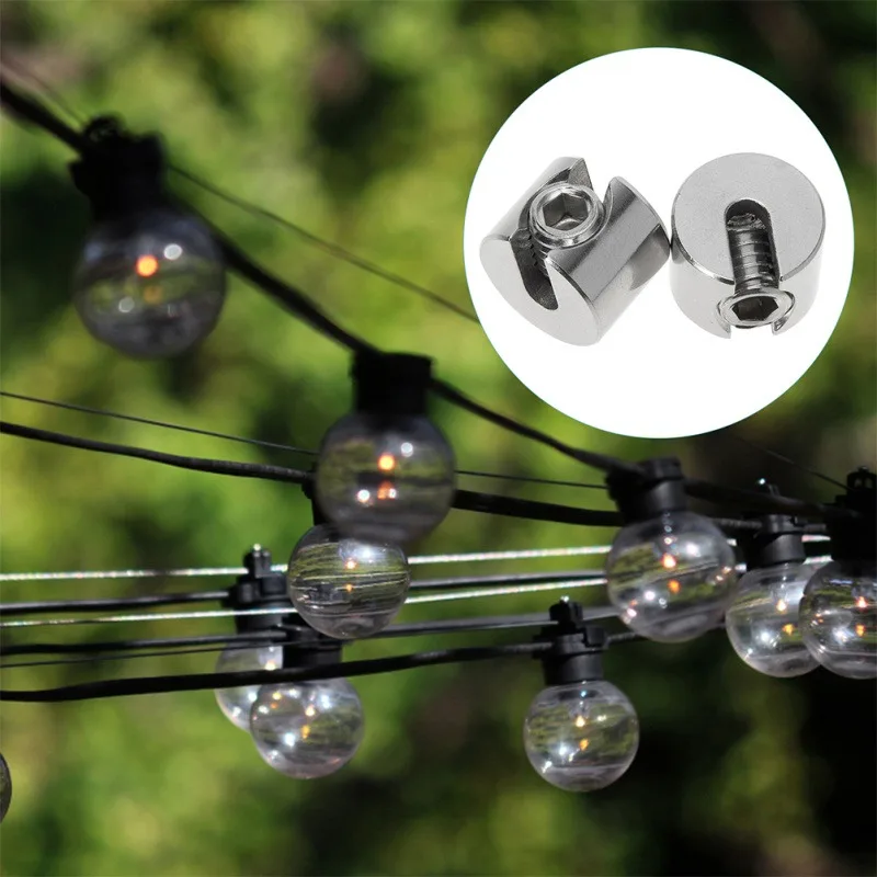 2 Pcs Stainless Steel Cable Clip Wire Rope Clamp Fastener Thread Holder Fence Deck Railing Electrical Equipment Supplies