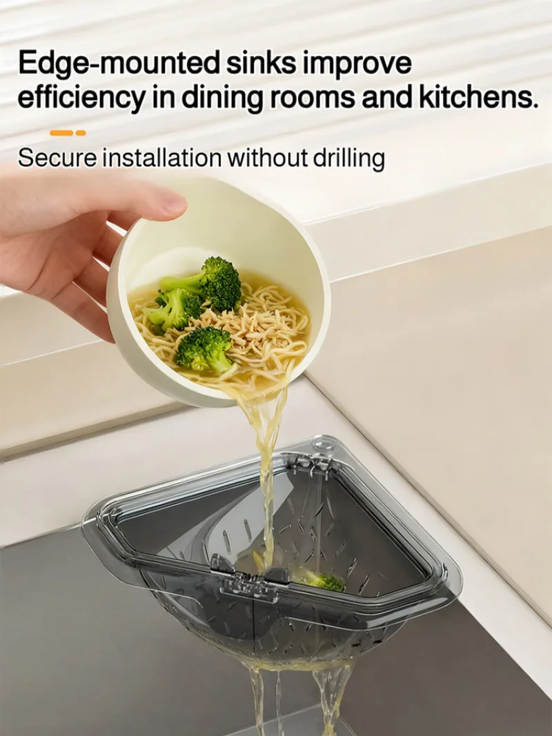Magnetic Triangular Kitchen Sink Strainer, Drainage Rack for Food Residue Leftovers,  for Kitchen Waste Garbage Collection