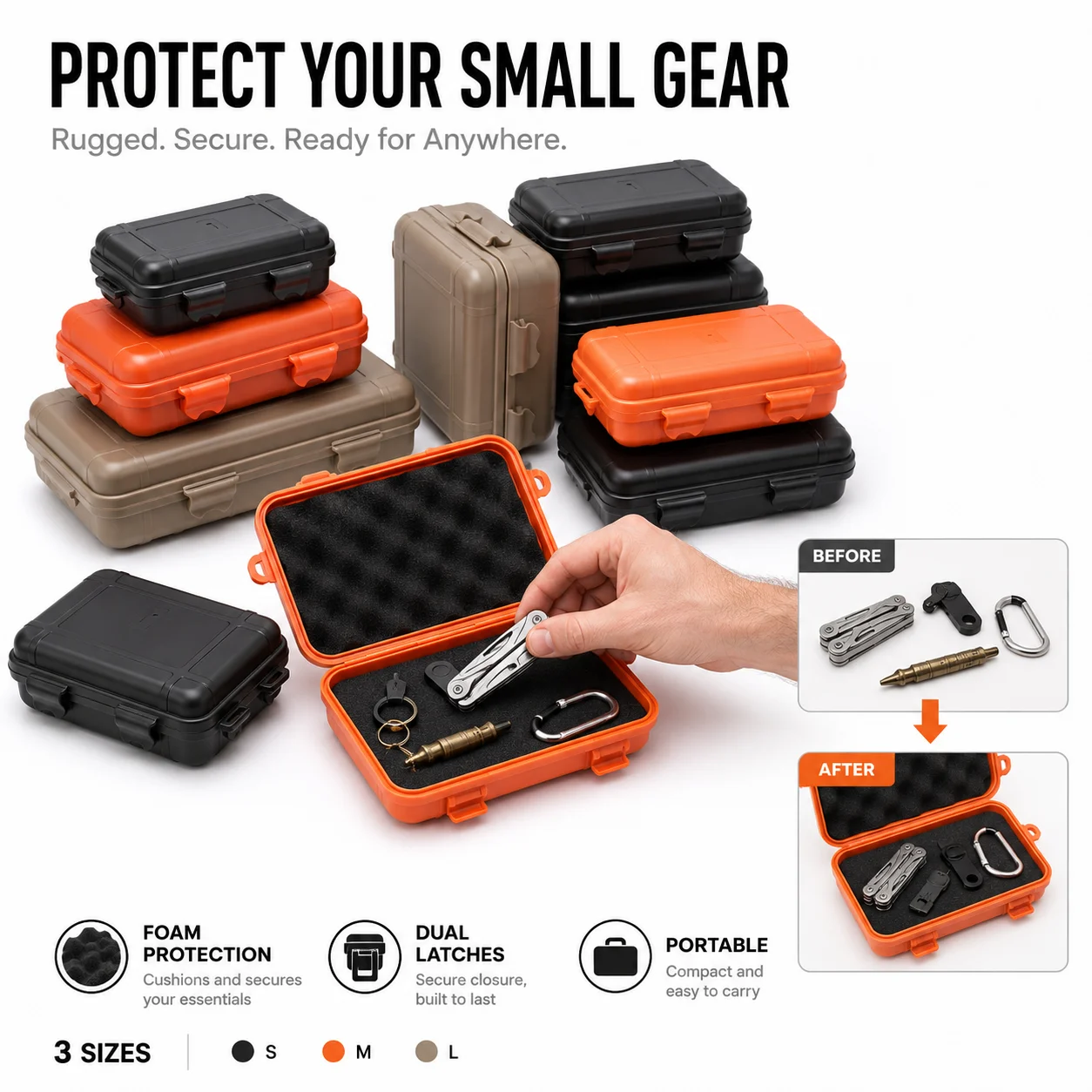 S M L Plastic Travel Storage Box Waterproof Sealed Outdoor Survival Container for Camping Hiking Gear Organizer Case Use Set Kit