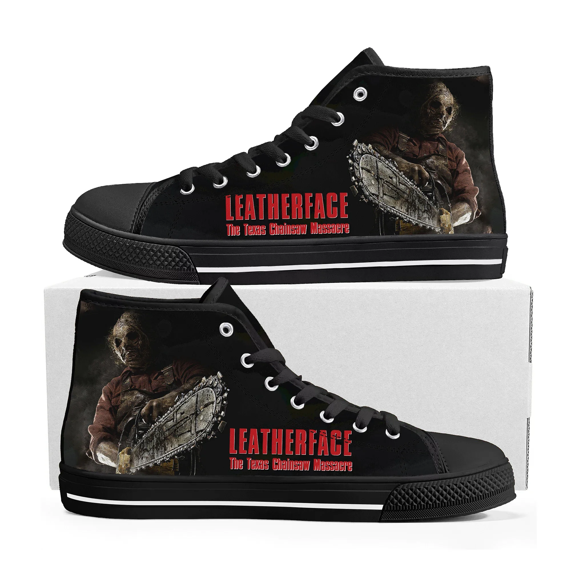 Texas Chainsaw Massacre Leatherface High Top Sneakers Mens Womens Teenager Canvas Sneaker Casual Custom Made Shoe Customize Shoe