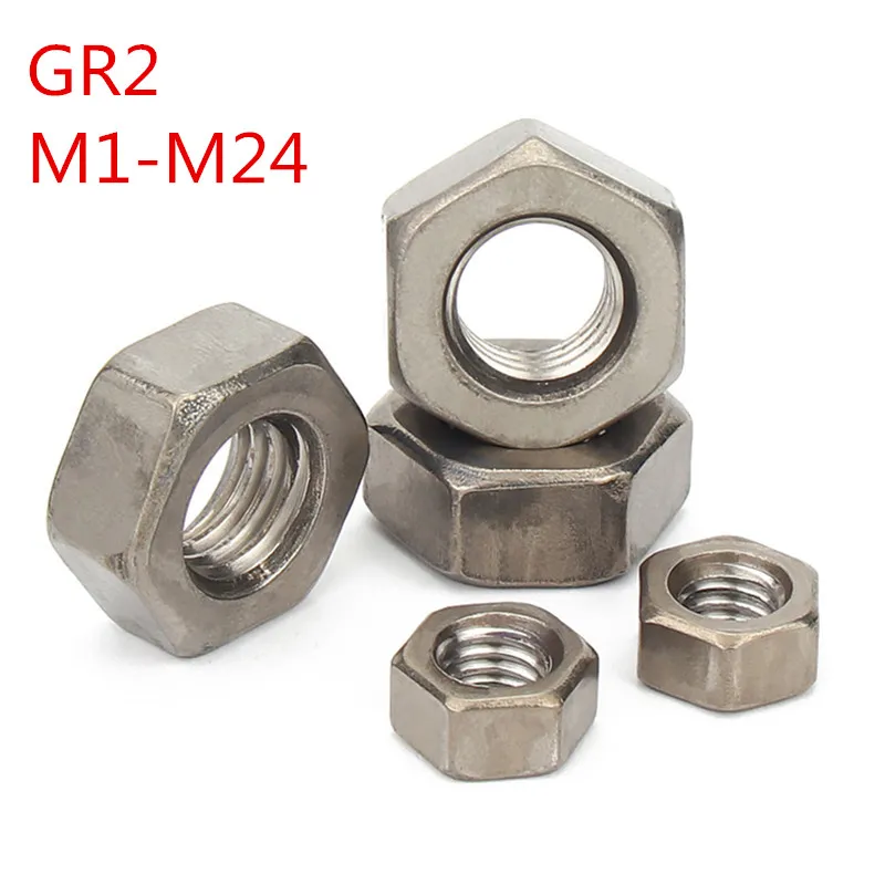 DIN934 GR2 Pure Titanium Hex Nuts M1-M24