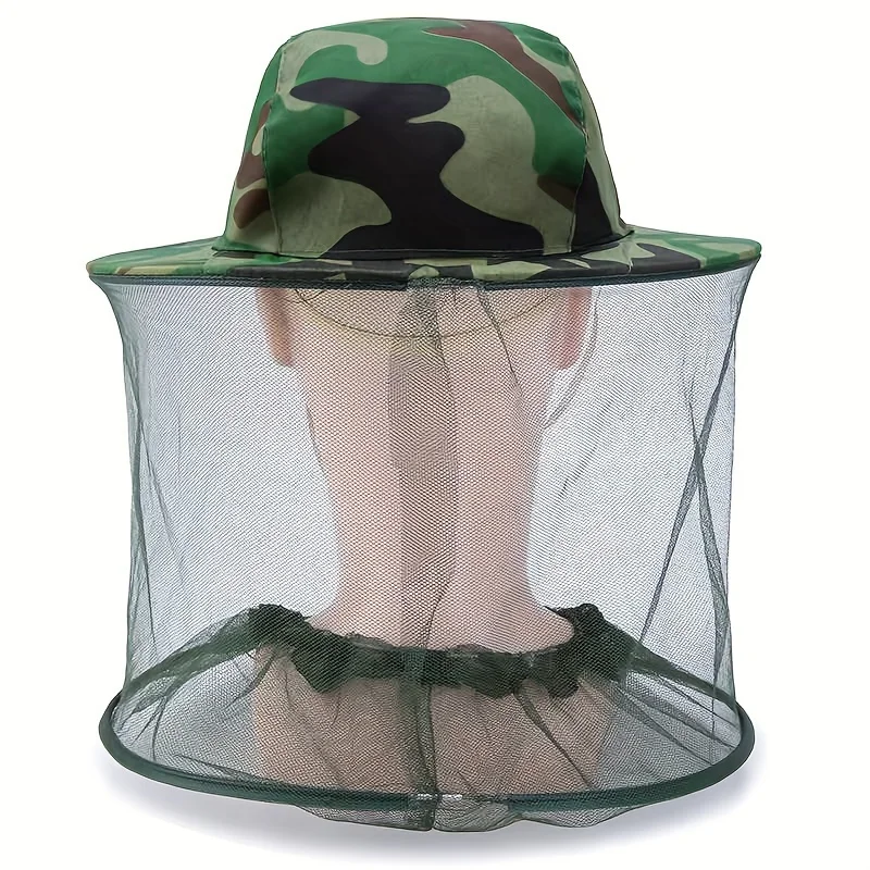Green camouflage mesh fishing hat