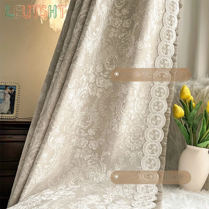 Custom Size High-end French Retro Style High-end Thickened Chenille Jacquard Craft New Curtains Door Screen Shutter