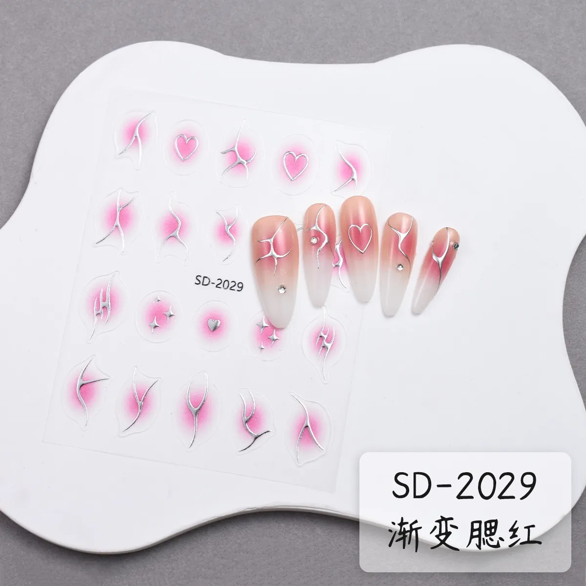 500pcs Jelly Gradient Nail Stickers Pink/Black Blush Sliders Nail Design Gradient Y2K Style Translucent Gel Polish Wraps Decals*