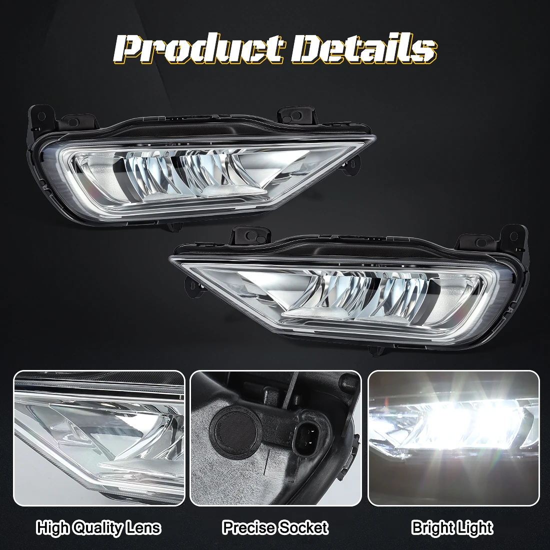 For Volvo XC60 2018-2025 Front Bumper LED Fog Lamp Daytime Running Light Fog Driving Light DRL Daylights 31434666 31434667 12V