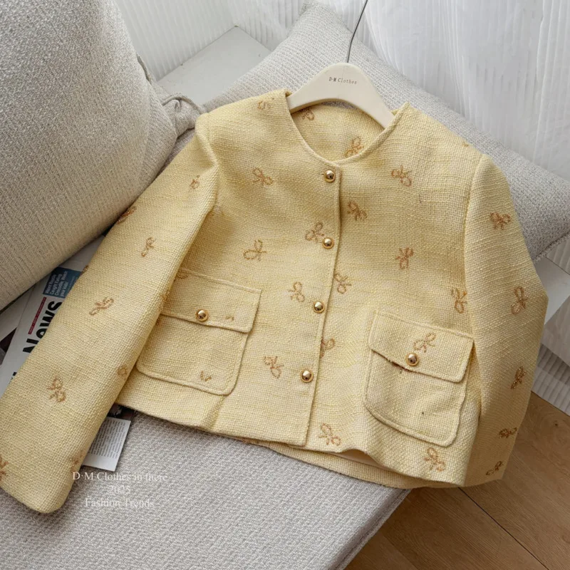 الراقية الفرنسية الفاخرة المدرج عطر صغير تويد سترة معطف المرأة موضة المقلية الشارع معاطف قصيرة ملابس خارجية أنيقة حلوة