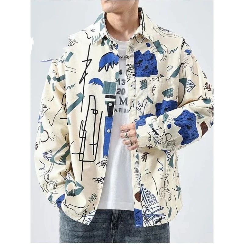 Printed Men's Long-sleeved Shirts High-end Design Niche Shirts Autumn New Thin Jackets Trendy