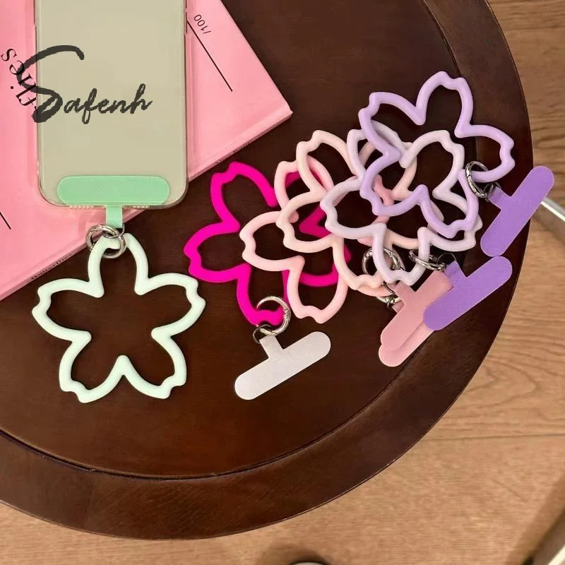 13 Colors Cherry Blossom Flower Mobile Phone Lanyard Strap Soft Silicone Small Pendant Decoration Gift For