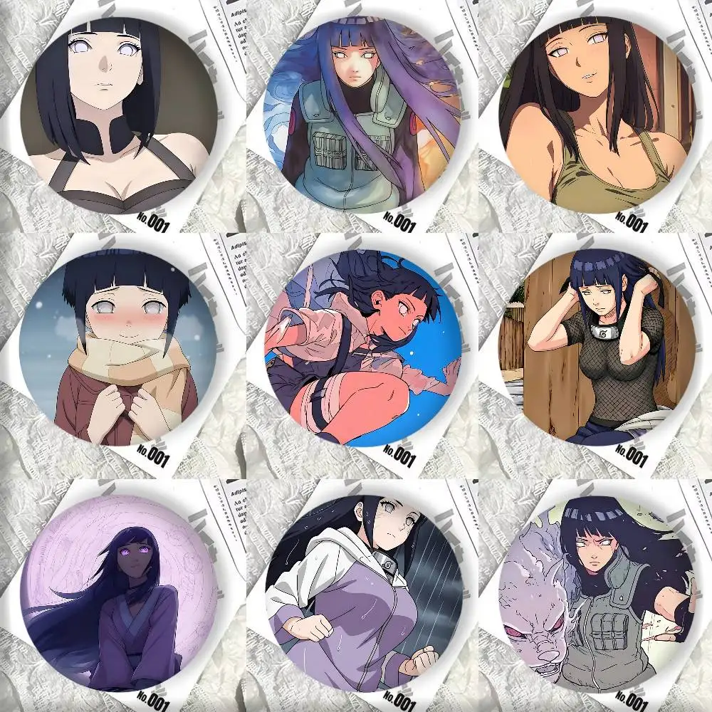 Anime Naruto Hinata Hyuga Badge Tinplate DIY Backpack Clothing Accessories Jewelry Pins