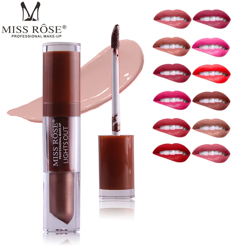 MISS ROSE Matte Sleeks Satins Finish Hydrates Lip Gloss Make-up Non-Stick Cup Pigment-Rich Comfortable Colour Natural Lipgloss