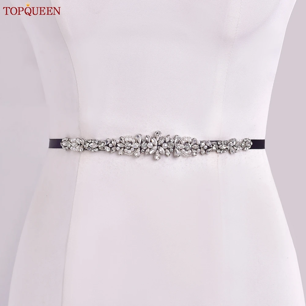 TOPQUEEN Women Crystal Belt Rhinestone Wedding Sash Evening Gown Accessories Bridal Belt Applique Bridesmaid Belt Gift S93A
