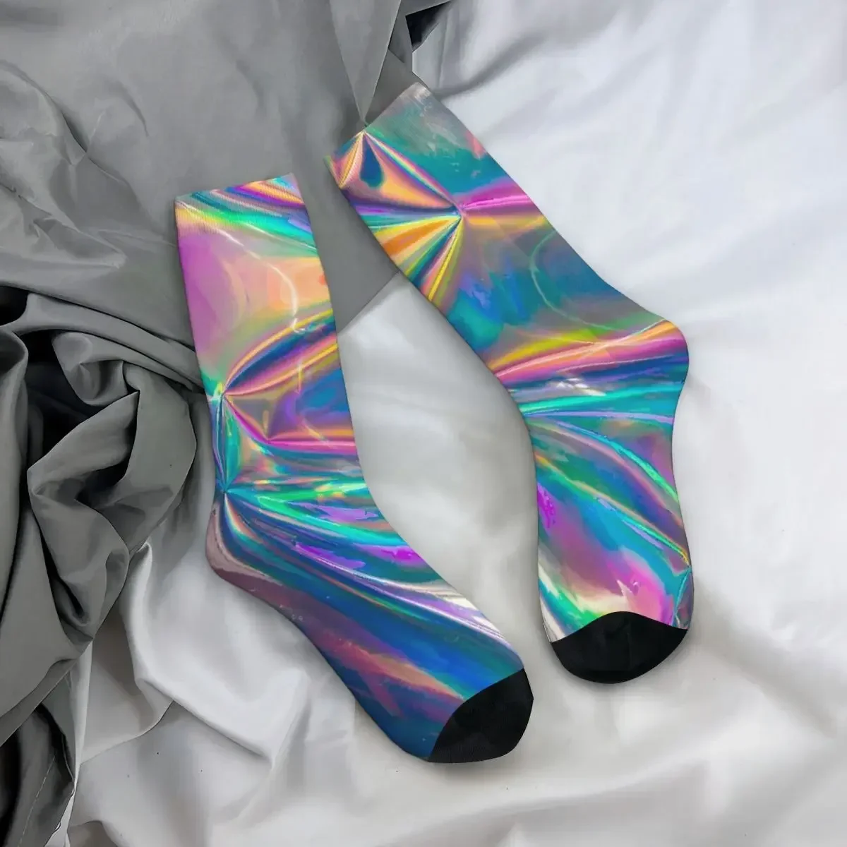 Calcetines holográficos Harajuku, medias largas de alta calidad para todas las estaciones, accesorios para regalos Unisex