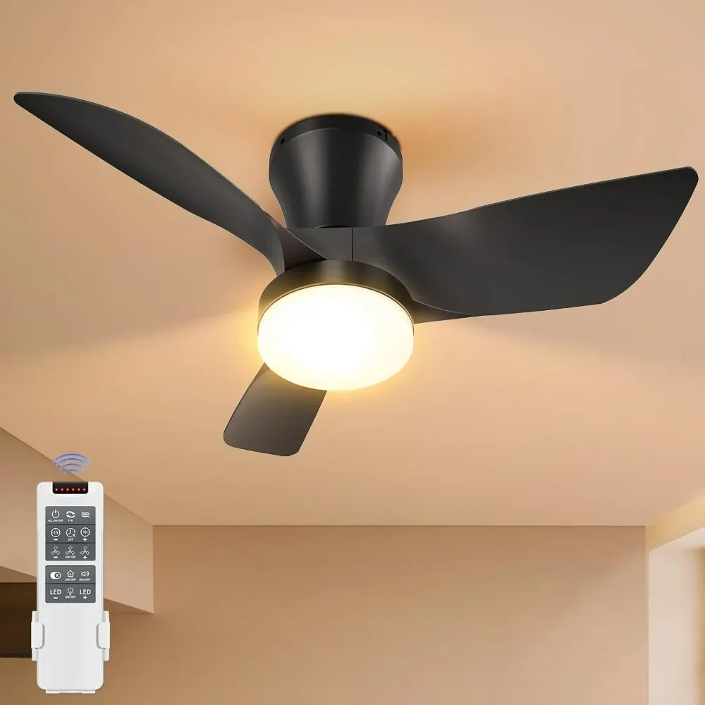 

Small Ceiling Fans with Lights, 30in Flush Mount Ceilings Fan with Light and Remote, 3CCT Dimmable Low Profile Ceiling Fans