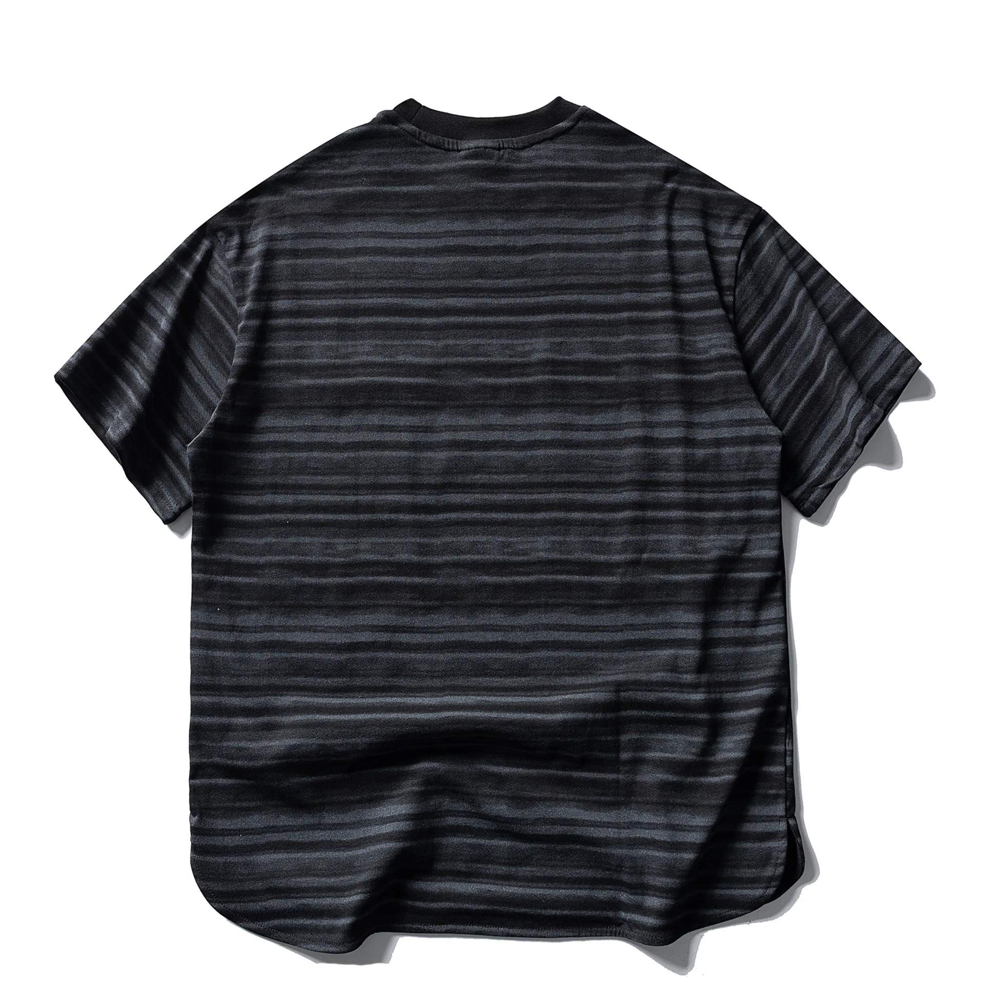 Retro Striped Pocket Embroidered Short-sleeved T-shirt Men and Women Loose-fitting Half-sleeved