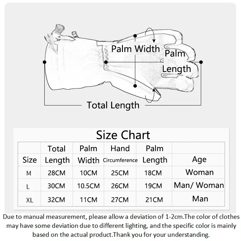 Skiing Gloves Winter Women Snow Gloves Warm Snowboard Man Mittens Waterpoof Heated Female Gloves Sports Outdoor Mountain Clothes