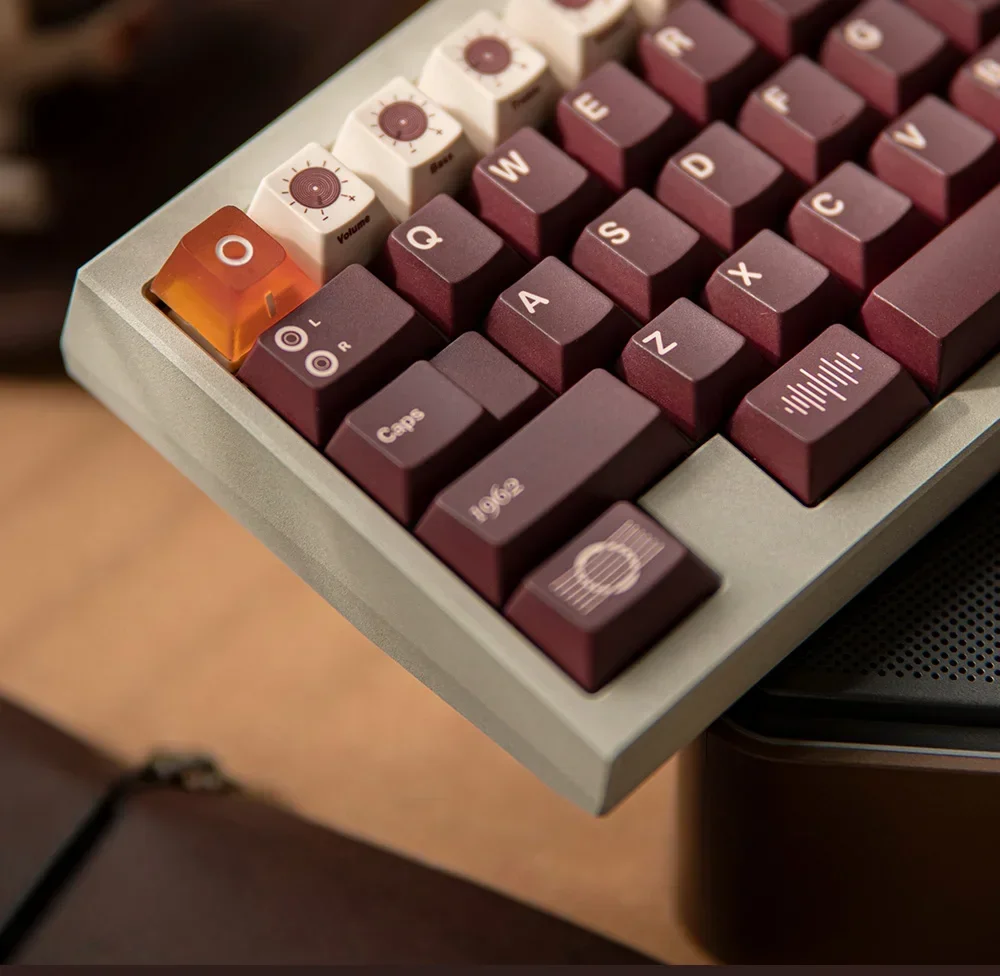 Keycap Asli Sendok Kuda AS50D Keycap Sublimasi Keyboard Mekanis Kustom PBT Tebal Coklat Retro