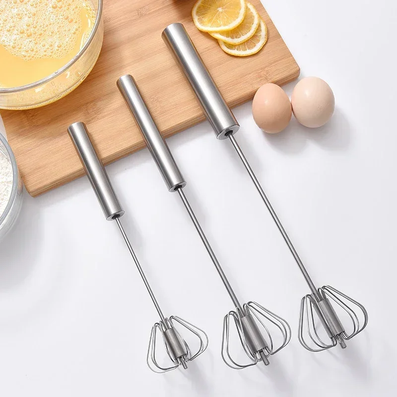 Semi Automatic Mixer Whisk Egg Beater Stainless Steel Manual Hand Mixer Self-Turning Cream Utensils Kitchen Mixer Egg Tools