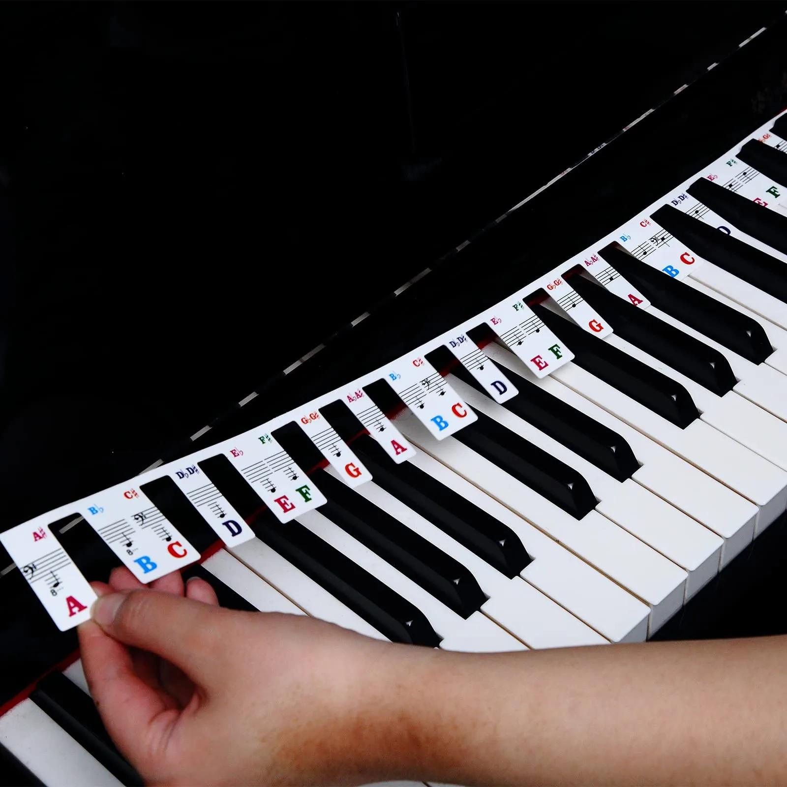 Piano Key Stickers For Beginners Kids 61/88 Full-Size Keys Piano Keyboard Rake Notes Marker Overlay With Case Piano Accesso