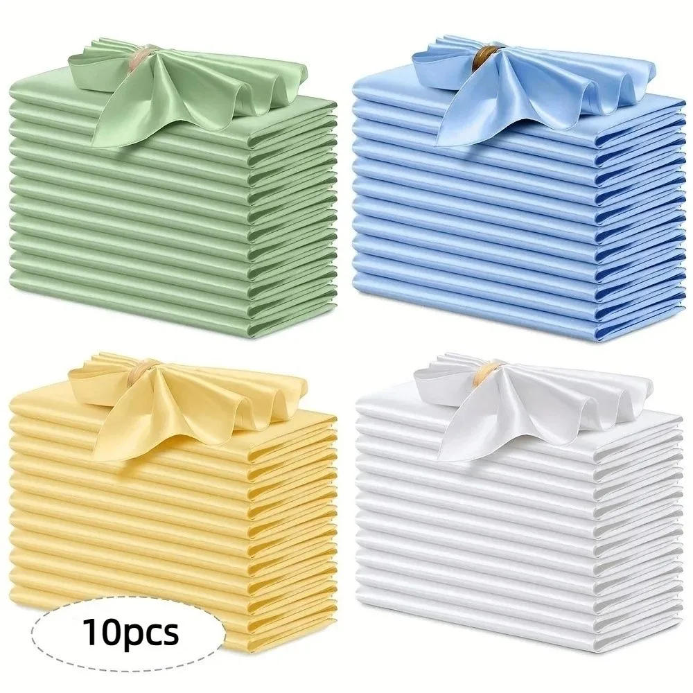 10pcs New 30x30cm Silky Satin Napkin Square Smooth Dinner Napkins Solid color Table Napkins Birthday Party Decor