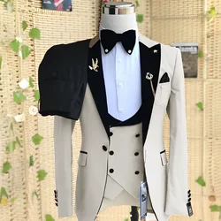 3 Piece  2024 Gorgeous Solid Men Suits Set Elegant Groom Wedding Tuxedo Formal Prom Party Male Suit Slim (Blazer+Vest+Pants)