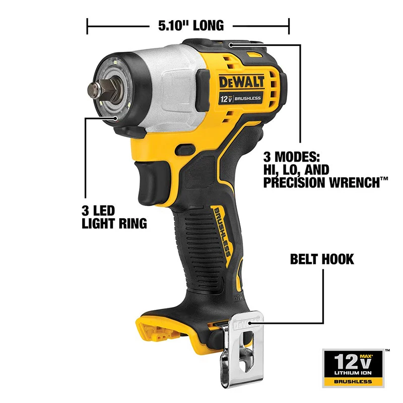 DEWALT Original DCF902 12V MAX Impact Wrench Cordless Brushless 3/8-Inch Compact Multifunctional Electric Wrench Power Tools