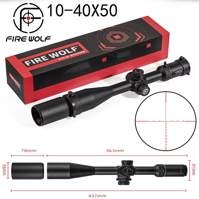 FIRE WOLF New 10-40X50 SFIR Hunting Scope Illumination Long Range Shooting Riflescope Lock Reset Optical Tactical Sights 2026