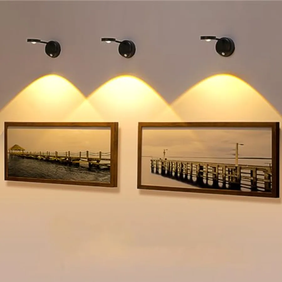 Wireless Picture Light Battery Operated 4 Pack 2200mAH Rechargeable Painting Light with Motion Sensor and Rotatable Tube Art Di